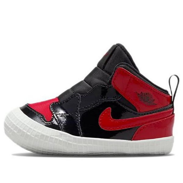 Nike Air Jordan 1 Retro High Tops Og Vuggesko Til Børn Hvid Rød