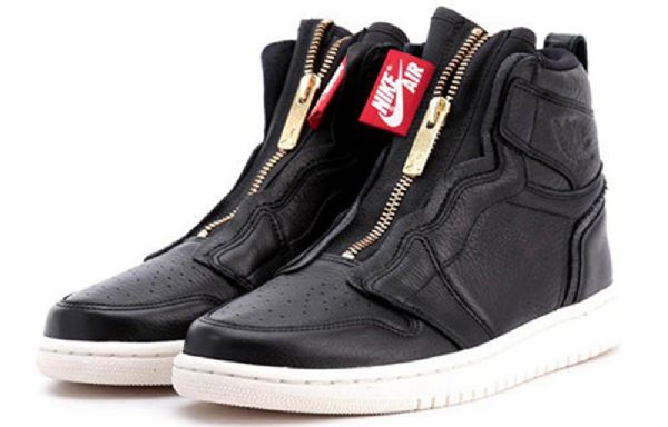Nike Air Jordan 1 Retro Høje Overdele Lynlås Basketballsko Til Damer Sort