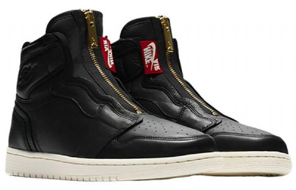 Nike Air Jordan 1 Retro Høje Overdele Lynlås Basketballsko Til Damer Sort