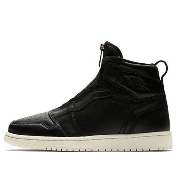 Nike Air Jordan 1 Retro Høje Overdele Lynlås Basketballsko Til Damer Sort