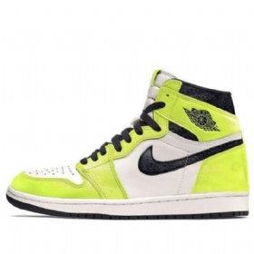 Nike Air Jordan 1 Retro Høje Overdele Og Basketball Sko Til Mænd Grøn Hvid