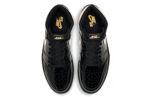 Nike Air Jordan 1 Retro Høje Overdele Og Basketball Sko Til Mænd Sort Guld