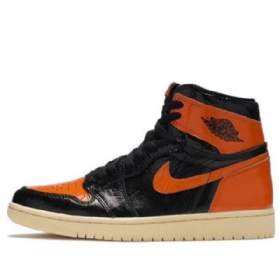 Nike Air Jordan 1 Retro Høje Overdele Og Basketball Sko Til Mænd Sort Orange