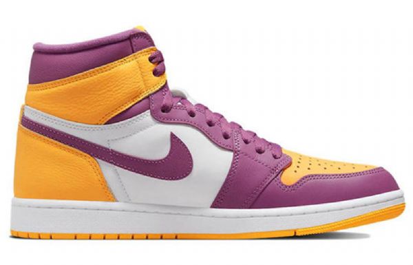 Nike Air Jordan 1 Retro Høje Overdele Og Brotherhood Basketball Sko Til Mænd Lilla Hvid Gul