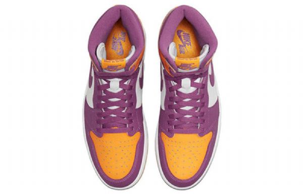 Nike Air Jordan 1 Retro Høje Overdele Og Brotherhood Basketball Sko Til Mænd Lilla Hvid Gul