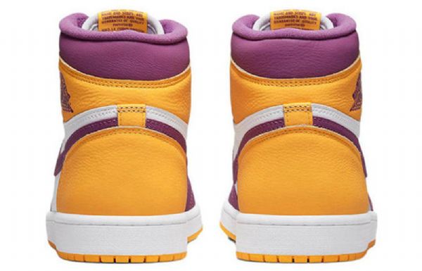 Nike Air Jordan 1 Retro Høje Overdele Og Brotherhood Basketball Sko Til Mænd Lilla Hvid Gul
