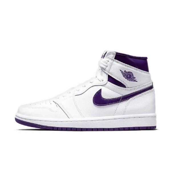 Nike Air Jordan 1 Retro Høje Overdele Og Court Sko Til Mænd Hvid Lilla
