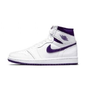 Nike Air Jordan 1 Retro Høje Overdele Og Court Sko Til Mænd Hvid Lilla