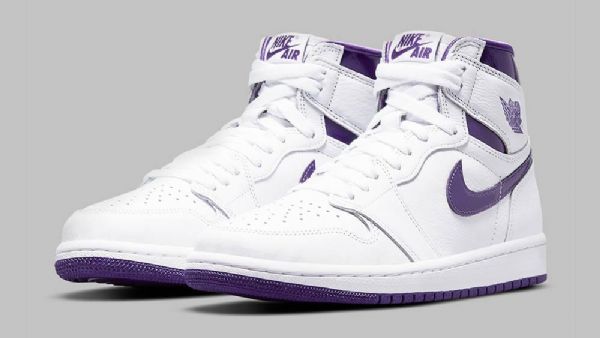 Nike Air Jordan 1 Retro Høje Overdele Og Court Sko Til Mænd Hvid Lilla
