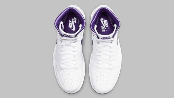 Nike Air Jordan 1 Retro Høje Overdele Og Court Sko Til Mænd Hvid Lilla