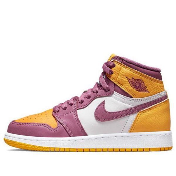 Nike Air Jordan 1 Retro Høje Overdele Og Gs Basketball Sko Til Mænd Gul Lilla Hvid