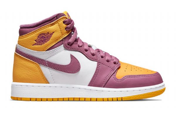 Nike Air Jordan 1 Retro Høje Overdele Og Gs Basketball Sko Til Mænd Gul Lilla Hvid