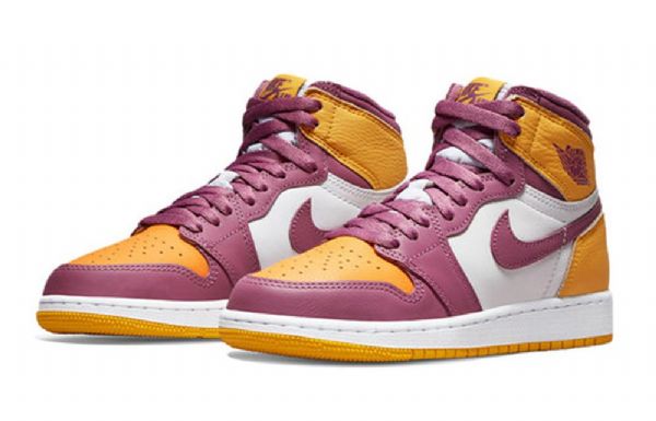 Nike Air Jordan 1 Retro Høje Overdele Og Gs Basketball Sko Til Mænd Gul Lilla Hvid