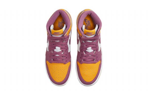 Nike Air Jordan 1 Retro Høje Overdele Og Gs Basketball Sko Til Mænd Gul Lilla Hvid