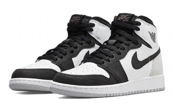 Nike Air Jordan 1 Retro Høje Overdele Og Gs Basketball Sko Til Mænd Sort Grå