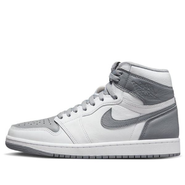 Nike Air Jordan 1 Retro Høje Overdele Og Stealth Basketball Sko Til Mænd Grå Hvid