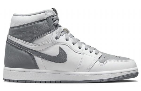 Nike Air Jordan 1 Retro Høje Overdele Og Stealth Basketball Sko Til Mænd Grå Hvid