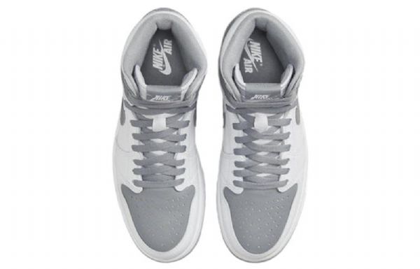 Nike Air Jordan 1 Retro Høje Overdele Og Stealth Basketball Sko Til Mænd Grå Hvid