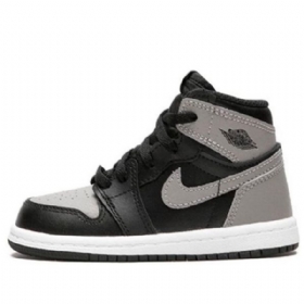 Nike Air Jordan 1 Retro Høje Overdele Og Td Basketball Sko Til Børn Sort Grå