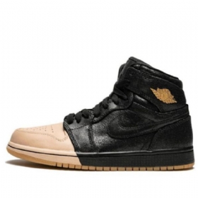 Nike Air Jordan 1 Retro Høje Overdele Premium Basketball Sko Til Damer Sort Khaki
