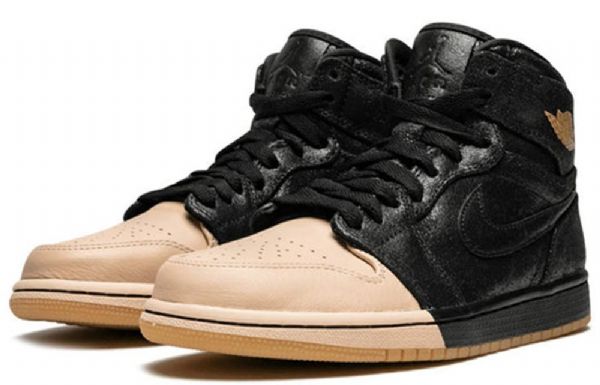 Nike Air Jordan 1 Retro Høje Overdele Premium Basketball Sko Til Damer Sort Khaki