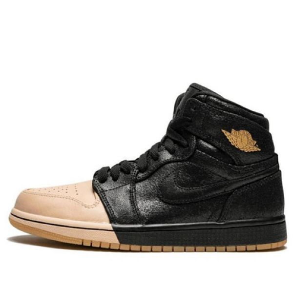 Nike Air Jordan 1 Retro Høje Overdele Premium Basketball Sko Til Damer Sort Khaki