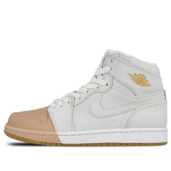Nike Air Jordan 1 Retro Høje Overdele Premium Basketball Sko Til Damer Sort Khaki