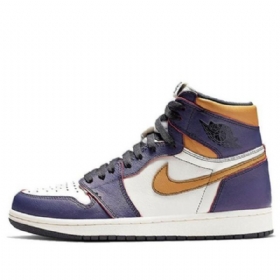 Nike Air Jordan 1 Retro Høje Overdele Sb Basketball Sko Til Mænd Lilla Hvid Gul
