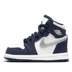 Nike Air Jordan 1 Retro Høje Toppe Co.jp Td Sko Til Børn Mørkeblå Blå