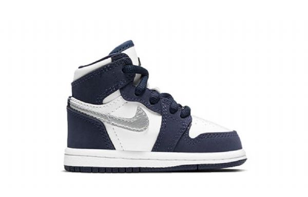 Nike Air Jordan 1 Retro Høje Toppe Co.jp Td Sko Til Børn Mørkeblå Blå