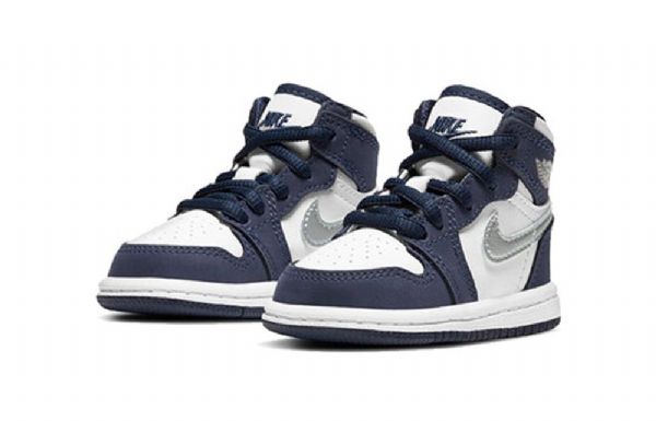 Nike Air Jordan 1 Retro Høje Toppe Co.jp Td Sko Til Børn Mørkeblå Blå