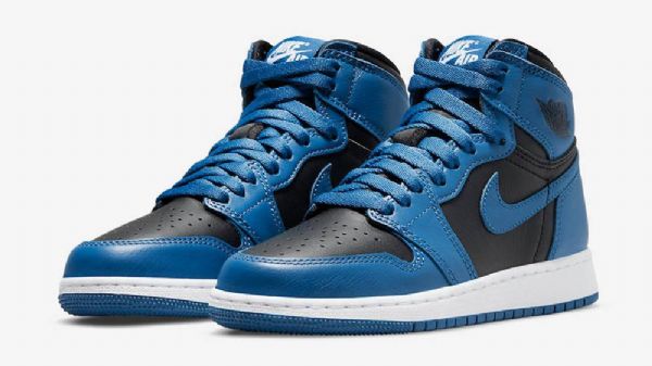 Nike Air Jordan 1 Retro Høje Toppe Gs Sko Til Damer Mørkeblå Sort