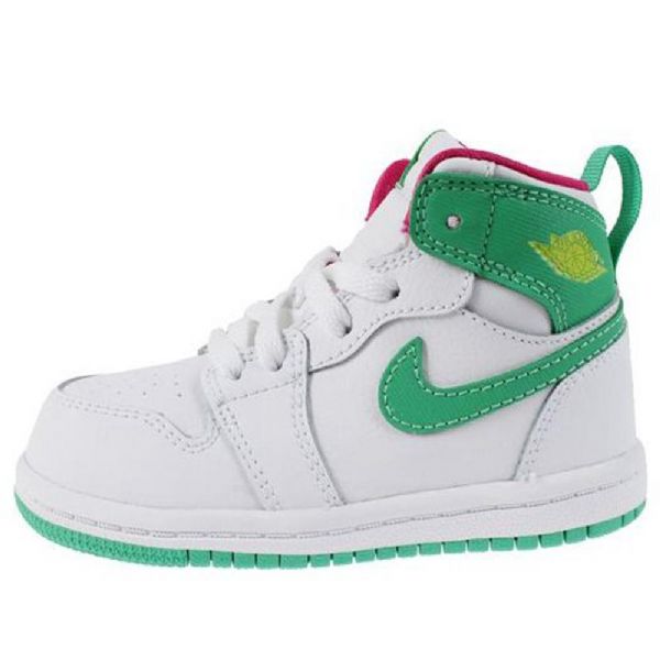 Nike Air Jordan 1 Retro Høje Toppe Gt Td Sko Til Børn Hvid Grøn
