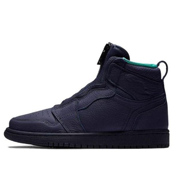 Nike Air Jordan 1 Retro Høje Toppe Lynlås Basketball Sko Til Damer Blå