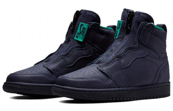 Nike Air Jordan 1 Retro Høje Toppe Lynlås Basketball Sko Til Damer Blå