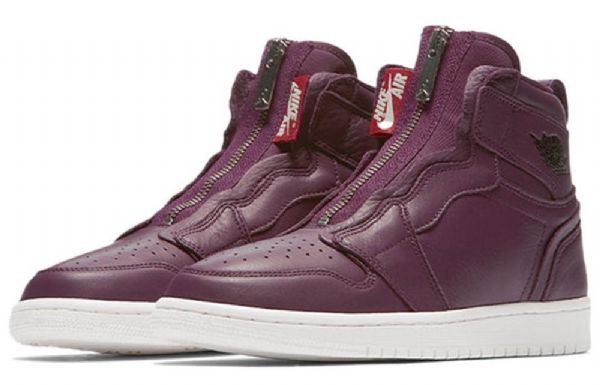 Nike Air Jordan 1 Retro Høje Toppe Lynlås Basketball Sko Til Damer Burgundy