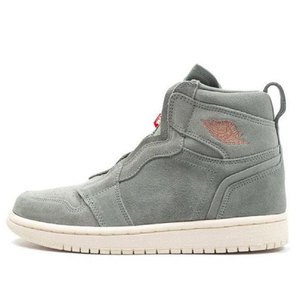 Nike Air Jordan 1 Retro Høje Toppe Lynlås Basketball Sko Til Damer Grøn