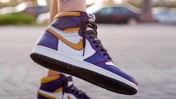 Nike Air Jordan 1 Retro Høje Toppe Og Defiant Sb La To Chicago Sko Til Damer Lilla Hvid