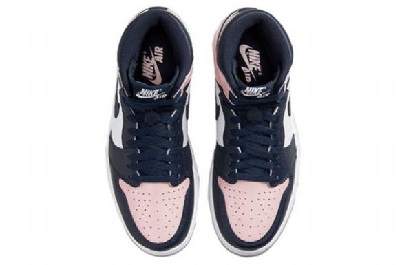 Nike Air Jordan 1 Retro Høje Toppe Og Se Basketball Sko Til Damer Mørkeblå Lyserød Hvid