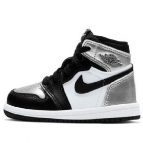 Nike Air Jordan 1 Retro Høje Toppe Og Td Sko Til Børn Sølv