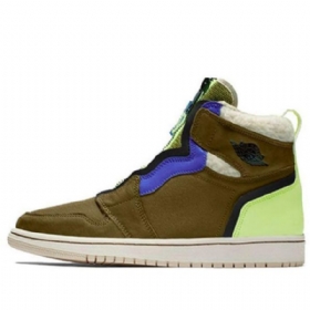 Nike Air Jordan 1 Retro Høje Toppe Zip Basketball Sko Til Damer Army Grøn