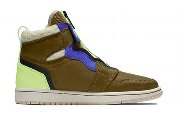 Nike Air Jordan 1 Retro Høje Toppe Zip Basketball Sko Til Damer Army Grøn