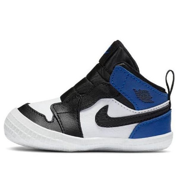 Nike Air Jordan 1 Retro Krybbe Basketball Sko Til Børn Sort Hvid Blå