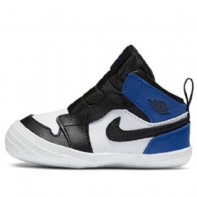 Nike Air Jordan 1 Retro Krybbe Basketball Sko Til Børn Sort Hvid Blå