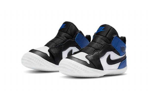 Nike Air Jordan 1 Retro Krybbe Basketball Sko Til Børn Sort Hvid Blå