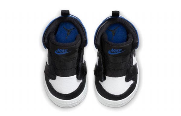 Nike Air Jordan 1 Retro Krybbe Basketball Sko Til Børn Sort Hvid Blå
