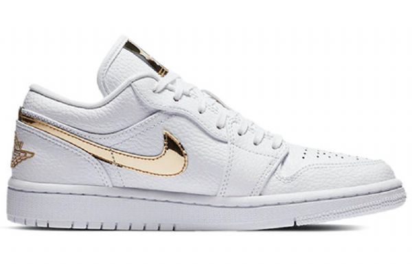 Nike Air Jordan 1 Retro Low Toppe Basketball Sko Til Damer Hvidguld