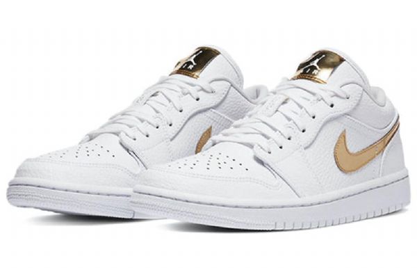 Nike Air Jordan 1 Retro Low Toppe Basketball Sko Til Damer Hvidguld