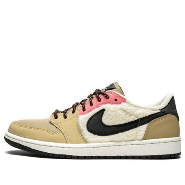 Nike Air Jordan 1 Retro Low Toppe Fleece Basketball Sko Til Damer Beige