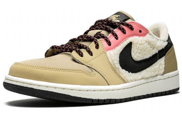 Nike Air Jordan 1 Retro Low Toppe Fleece Basketball Sko Til Damer Beige